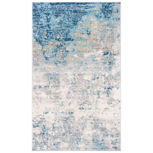 17 Stories N'keal Abstract Area Rug in Light Gray/Blue & Reviews Wayfair